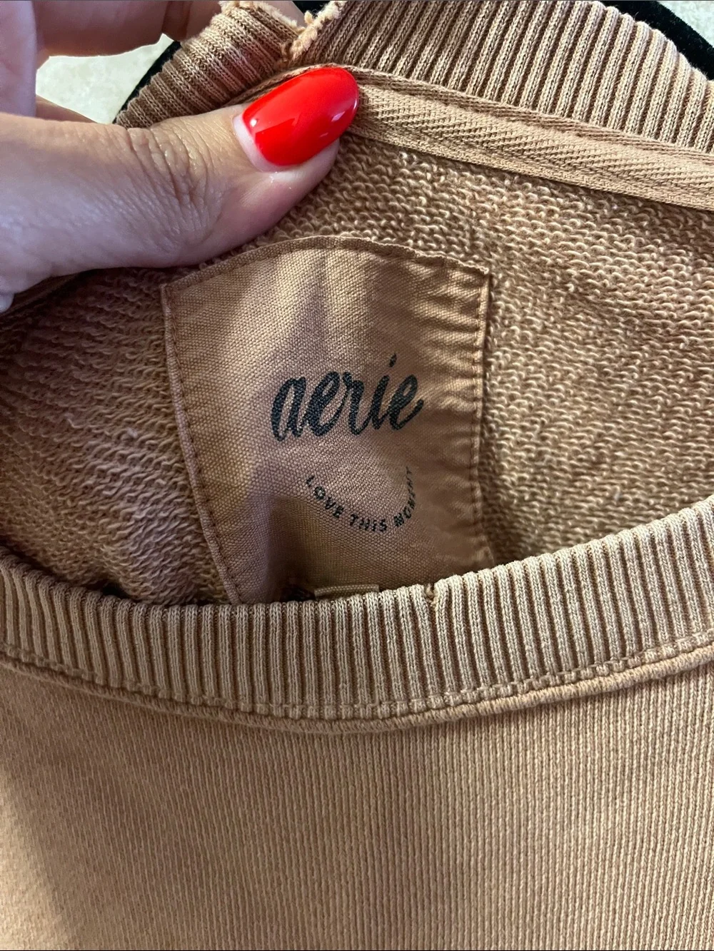 aerie Camel/Tan Crewneck Sweatshirt
